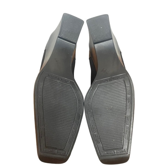 Stuart Weitzman Ribbed Black Stretch Square Toe Wedge Heel, Like New, 8AA - Picture 8 of 9